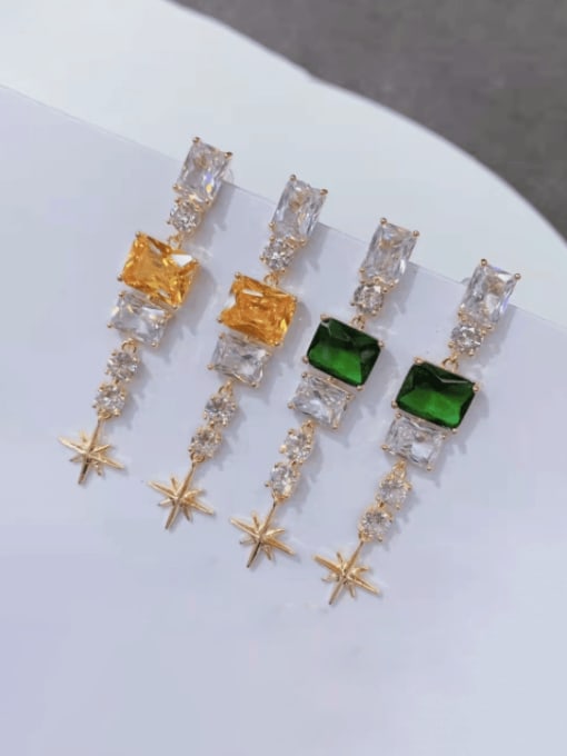OUOU Brass Cubic Zirconia Geometric Luxury Cluster Earring 0