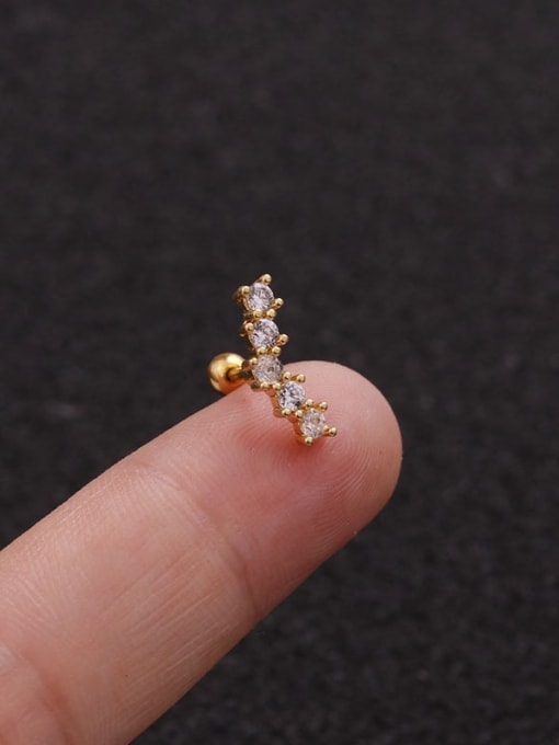 Gold 4#（Single） Brass Cubic Zirconia Star Cute Stud Earring