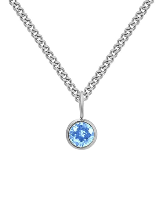 March Light Blue Steel Stainless steel Birthstone Geometric Minimalist Necklace