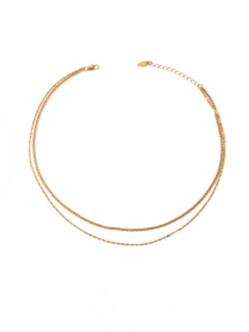 ACCA Brass Geometric Hip Hop Hollow Chain Multi Strand Necklace