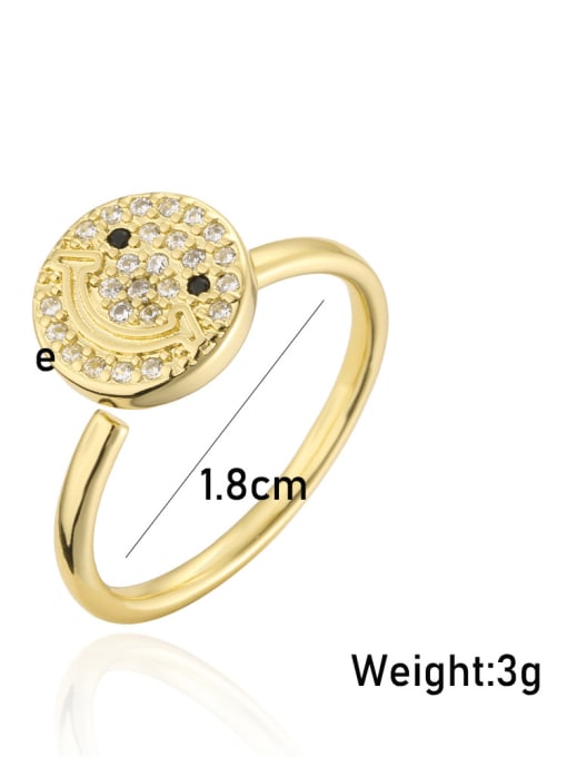 AOG Brass Cubic Zirconia Smiley Vintage Band Ring 2