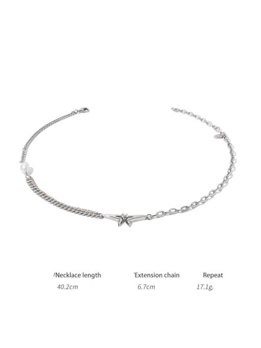 TINGS Brass Freshwater Pearl Geometric Minimalist Necklace 4
