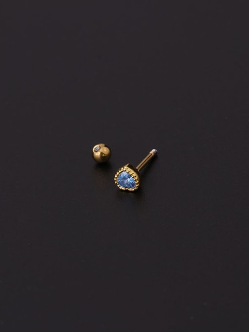 HISON Titanium Steel Cubic Zirconia Heart Minimalist Stud Earring (Single Only One) 3