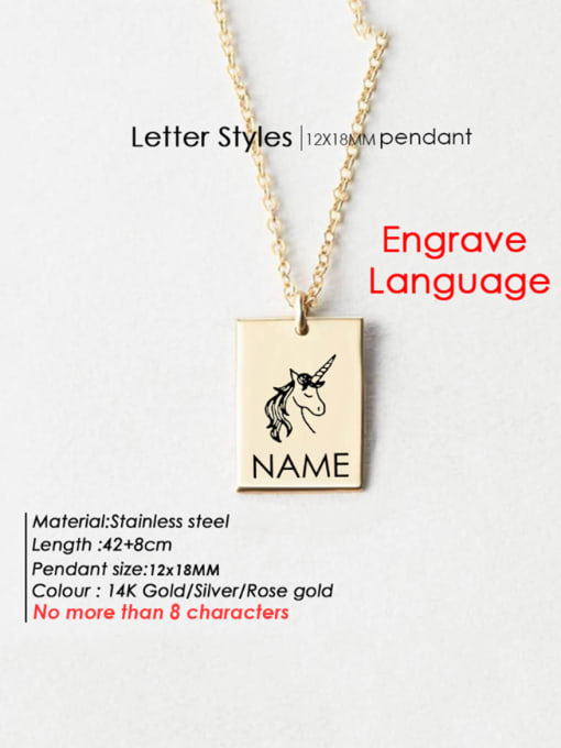 Rose Gold DW 84 Stainless steel  Laser Letter Animal Minimalist Geometry Pendant Necklace