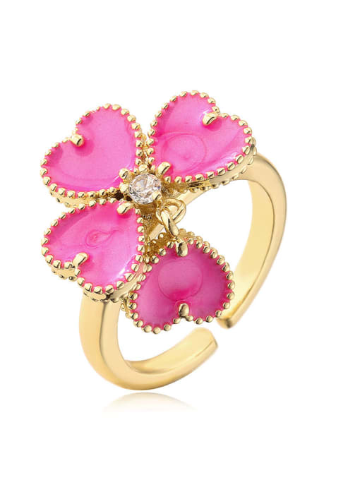 12503 Brass Enamel Flower Cute Band Ring