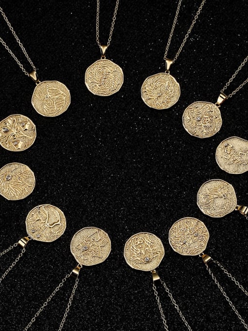 AOG Brass Constellation Vintage Round Pendant Necklace 1