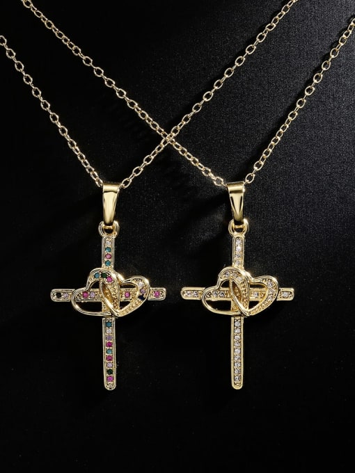 AOG Brass Cubic Zirconia Cross Vintage Necklace 0