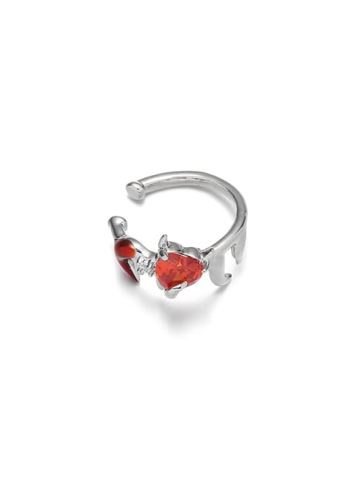Platinum (Single-Only One) Brass Cubic Zirconia Heart Minimalist Single Earring