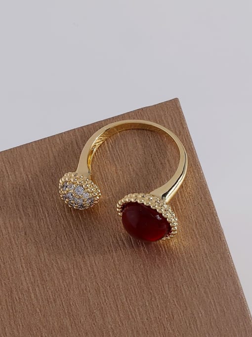 HYACINTH Brass Cubic Zirconia Red Ball Trend Band Ring 1