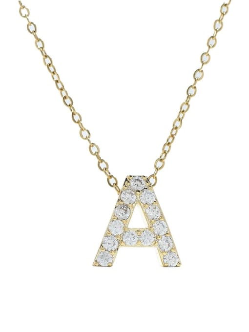 YOUH Brass Cubic Zirconia Letter Minimalist Necklace 4