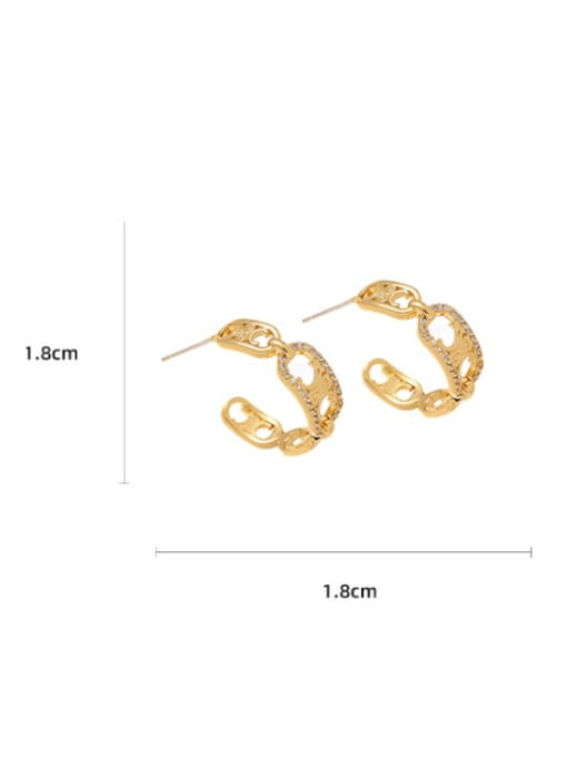 Five Color Brass Cubic Zirconia Geometric Minimalist Stud Earring 3