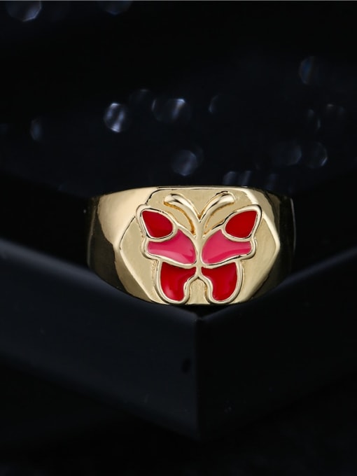 AOG Brass Enamel Butterfly Vintage Band Ring 2