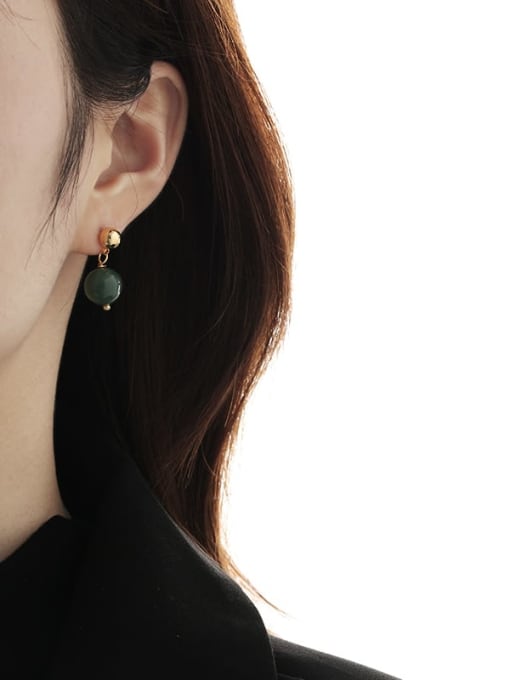 TINGS Brass Emerald Geometric Ethnic Stud Earring 2
