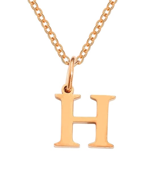 H 玫瑰金 Stainless steel Letter Minimalist Necklace