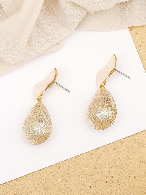 14K  gold Copper Smooth Water Drop Minimalist Drop Trend Korean Fashion Earring