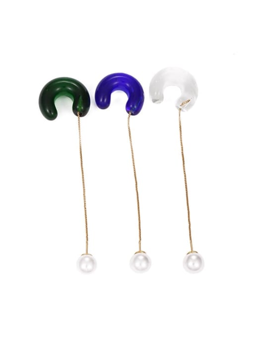 Five Color Hand  Glass Multi Color C Shape Minimalist Single Earring 4