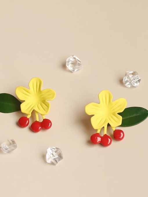 Five Color Alloy Enamel Flower Cute Stud Earring 0