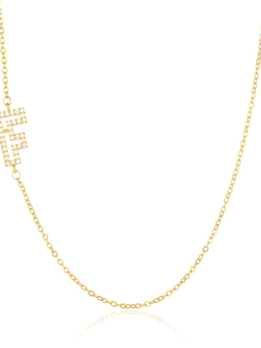 F Brass Cubic Zirconia Letter Minimalist Necklace