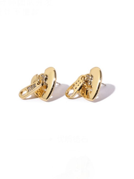 ACCA Brass Heart Vintage Huggie Earring 0