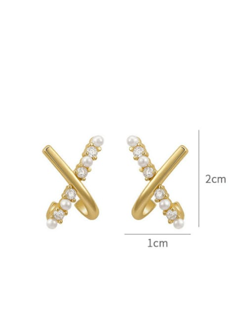 YOUH Brass Cubic Zirconia Cross Minimalist Stud Earring 2