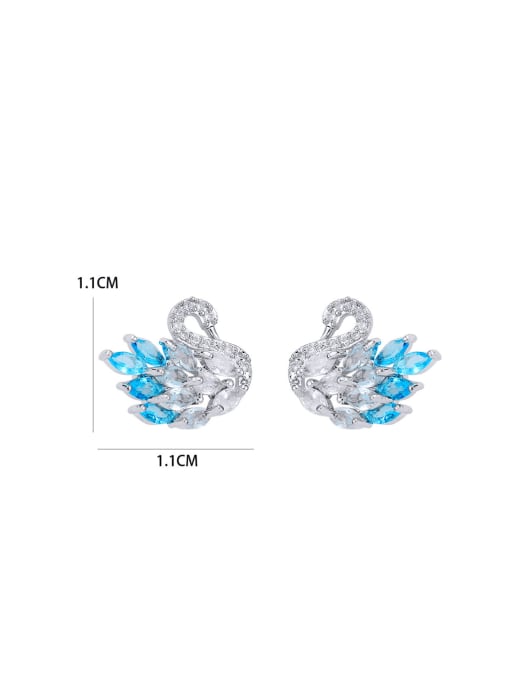 YOUH Brass Cubic Zirconia Swan Trend Stud Earring 4