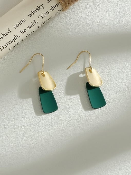 green Copper Enamel Geometric Minimalist Hook Trend Korean Fashion Earring