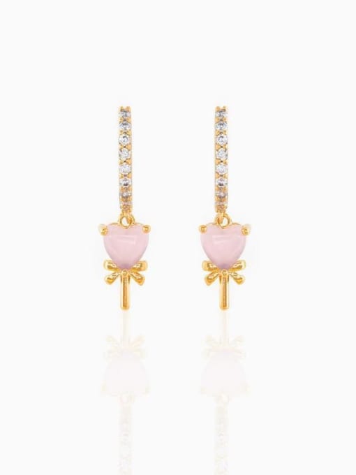 Golden peach heart Brass Opal Irregular Cute Stud Earring