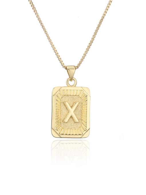 X Brass Letter Hip Hop Geometry Pendant Necklace