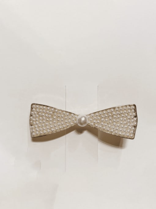 French bow hairpin Brass Imitation Pearl Bowknot Trend Hair Barrette