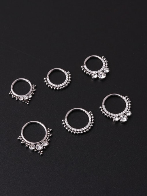 HISON Stainless steel Rhinestone Geometric Hip Hop Nose Rings(Single Only One) 1