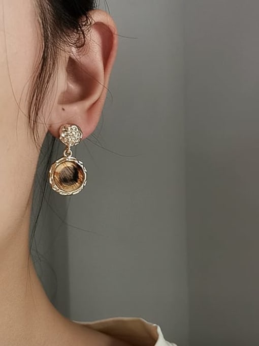 HYACINTH Copper Enamel Geometric Vintage Drop Trend Korean Fashion Earring 1