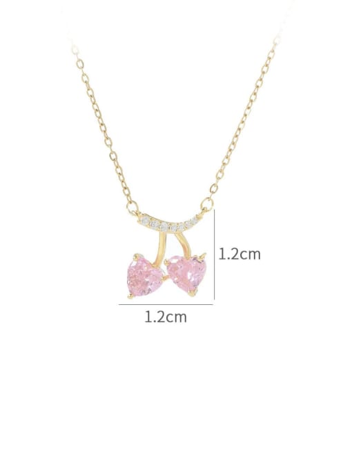YOUH Brass Cubic Zirconia Pink Heart Dainty Necklace 2
