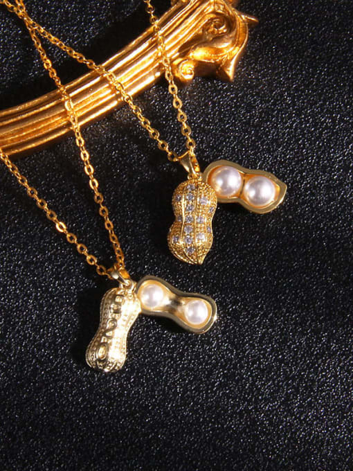 AOG Copper Imitation Pearl Irregular Trend Groundnut Pendant Necklace 2