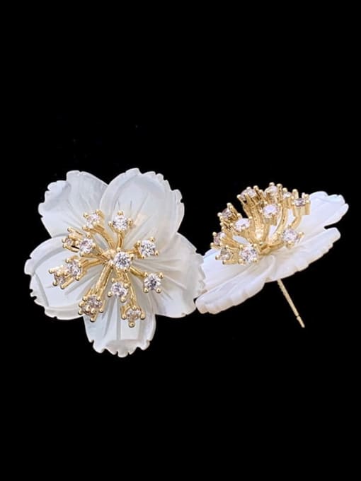 SUUTO Zinc Alloy Shell Flower Vintage Stud Earring 2