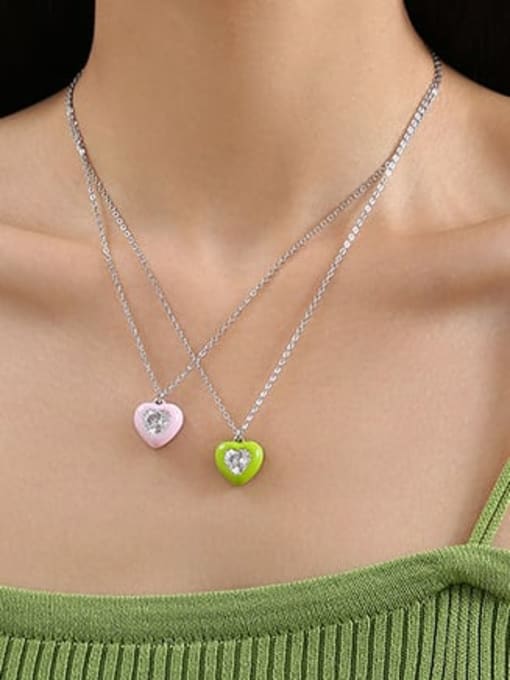 TINGS Titanium Steel Multi Color Enamel Heart Minimalist Necklace 1