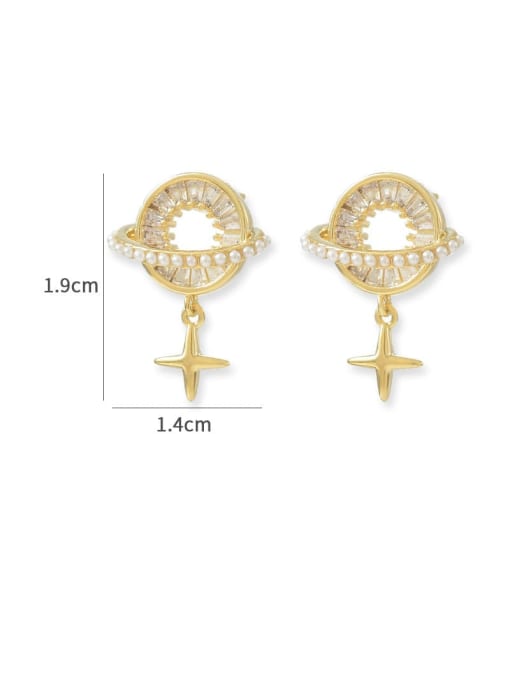 YOUH Brass Cubic Zirconia Star Dainty Stud Earring 2