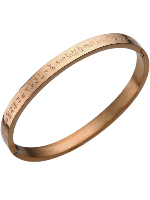 Rose gold B123 Stainless steel Embossed Texture Minimalist Band Bangle