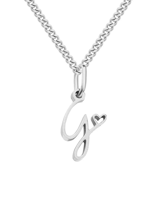 G  steel color Stainless steel Letter Minimalist Necklace