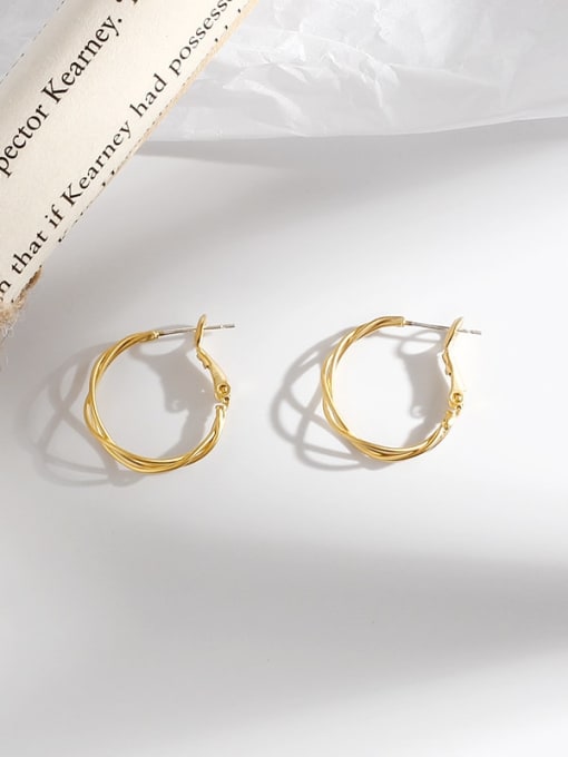 Dumb gold Copper Minimalist hollow  Round  Huggie Trend Korean Fashion Earring