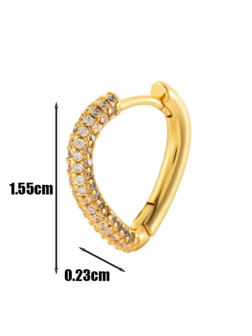 2 # Gold--Single Brass Cubic Zirconia Heart Minimalist Single Earring