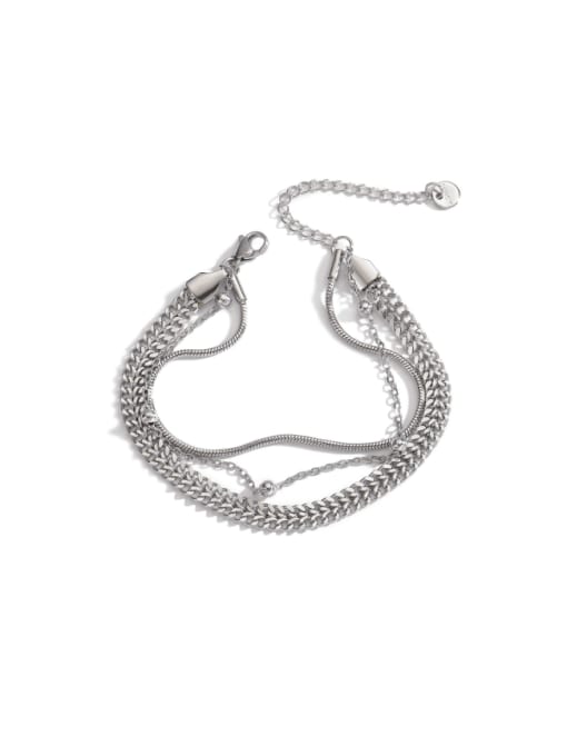 31756 Titanium Steel Double Layer Chain Minimalist Strand Bracelet