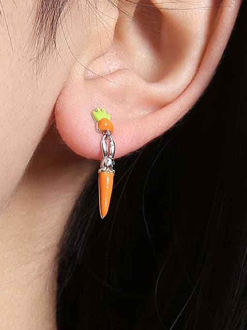 TINGS Brass Enamel Irregular Carrot  Minimalist Drop Earring 1