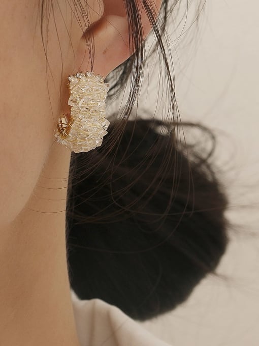 HYACINTH Brass Imitation Crystal Geometric Ethnic Stud Trend Korean Fashion Earring 1