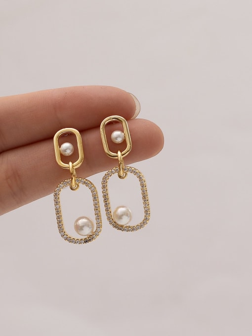 HYACINTH Brass Cubic Zirconia Geometric Minimalist Drop Trend Korean Fashion Earring 0