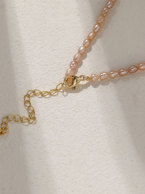 HYACINTH Brass Imitation Pearl Irregular Minimalist Beaded Necklace 2
