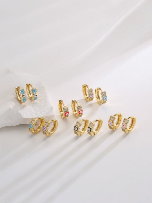 AOG Brass Cubic Zirconia Enamel Geometric Bohemia Huggie Earring 0