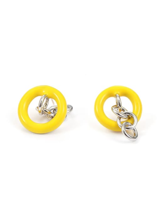 Five Color Brass Enamel Geometric Minimalist Stud Earring
