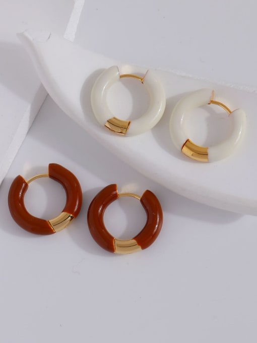 HYACINTH Brass Acrylic Round Trend Hoop Earring 1