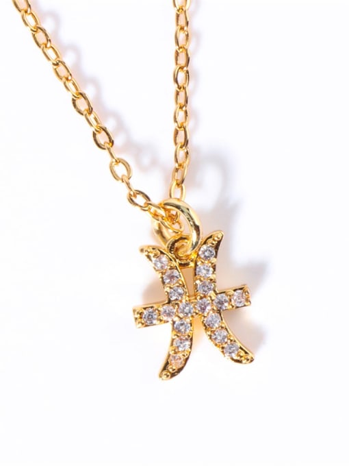 Pisces Brass Cubic Zirconia Constellation Minimalist Necklace
