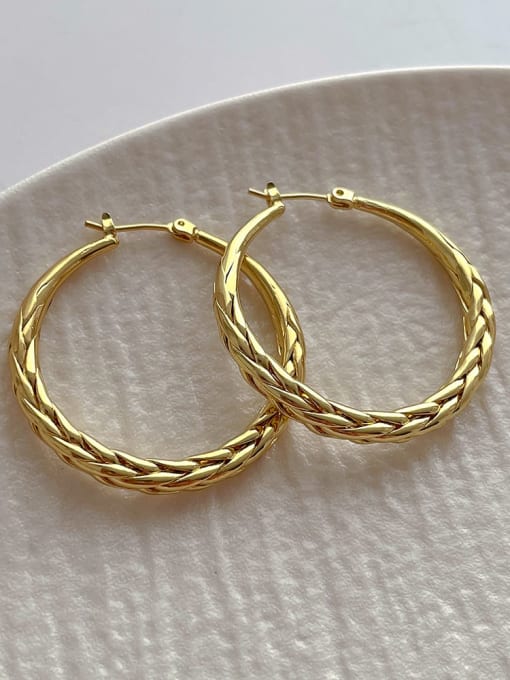 Q97 Gold Brass Geometric Trend Hoop Earring